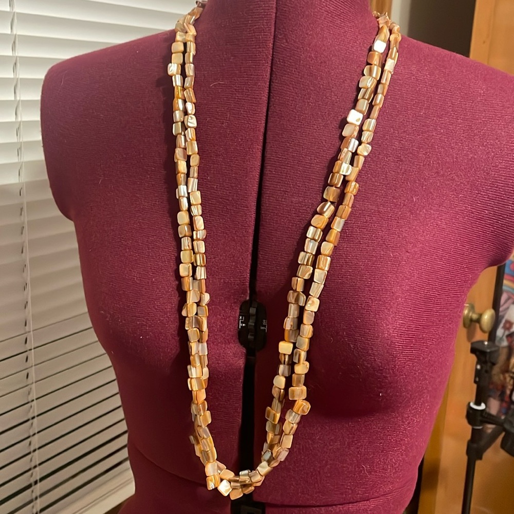 Long beaded shell necklace